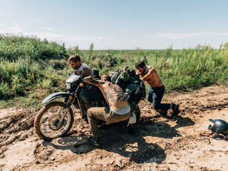 under open air pushing out of mud