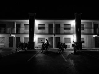under open air motel at night
