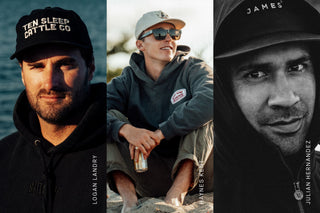 Headshots of three surfers in Nova Scotia.