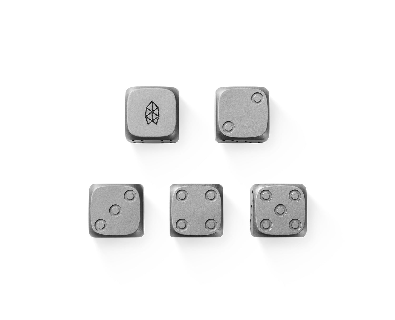 The James Brand titanium dice set.